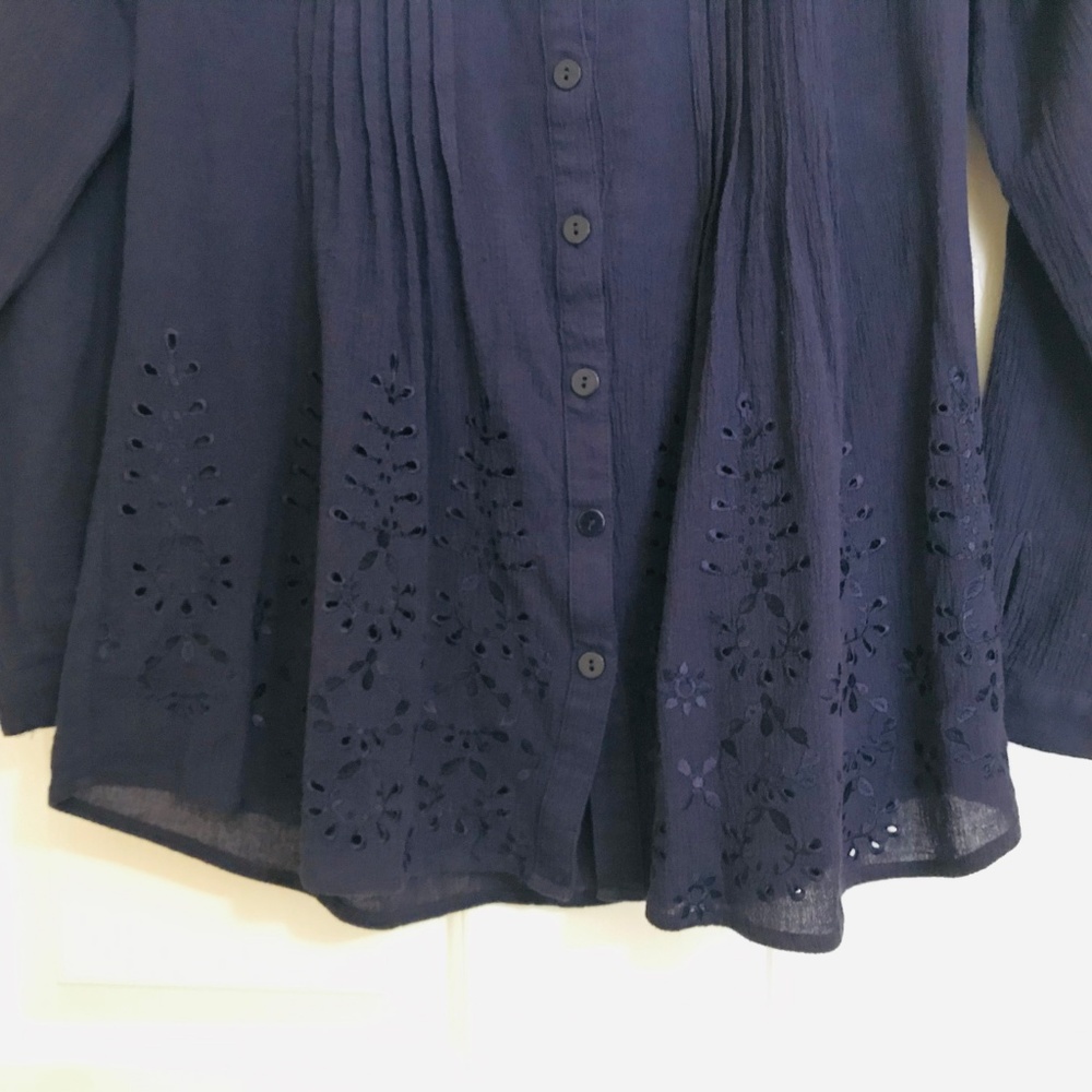 Soft Surroundings Embroidered Glam Gauze Shirt Top - Picture 4 of 8